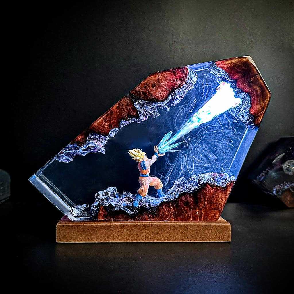 Resin Art Goku - Goku Kamehameha Luce notturna a LED