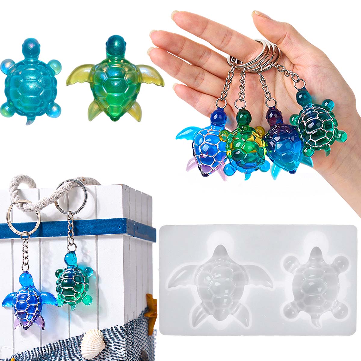 Resin Art Acrylic - Stampo in silicone portachiavi tartaruga marina