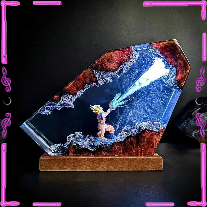 Resin Art Goku - Lampada Notturna LED in Resina Epossidica