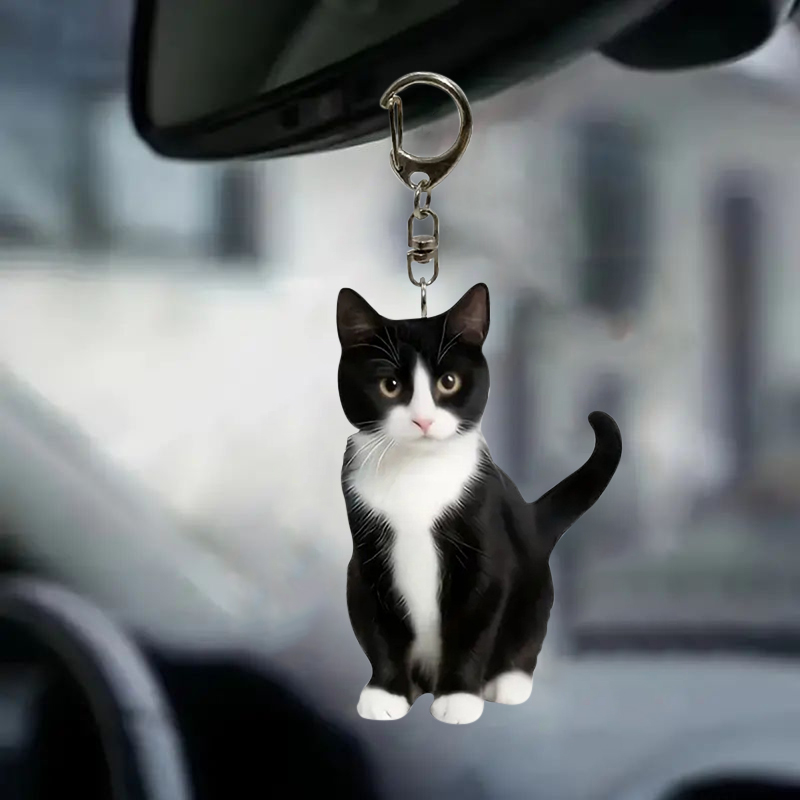 Portachiavi gatto bianco e ner - Resin Art Design Keychain recensione e prezzo